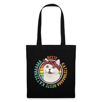 Beste Katzenmama - Stoffbeutel - Schwarz - Vorne