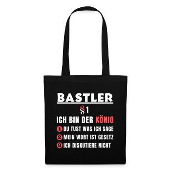 Bastler Geschenk - Ich bin der König - Stoffbeutel - Schwarz - Vorne