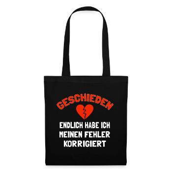 Scheidung Trennung geschieden - Stoffbeutel - Schwarz - Vorne