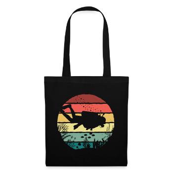 Retro Graphic Snorkeler Scuba Diver Diving Snorkel - Stoffbeutel - Schwarz - Vorne
