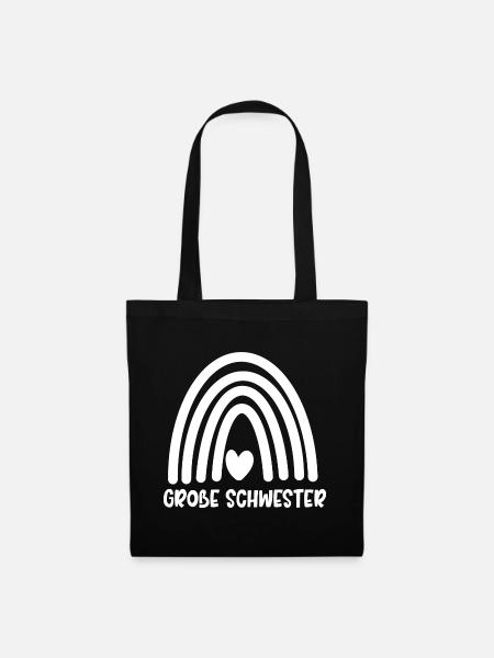Große Schwester - Stoffbeutel - Schwarz