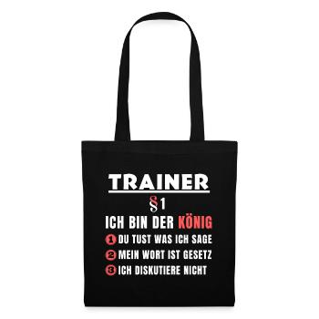 Trainer Geschenk - Ich bin der König - Stoffbeutel - Schwarz - Vorne