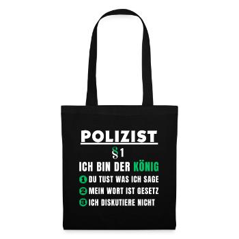 Cadeau de policier - je suis le roi - Sac en tissu - noir - Devant