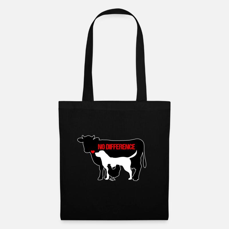 Hund Kuh Hühner No Difference Tiere Vegan Geschenk - Stoffbeutel - Schwarz