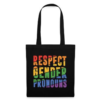 Respect Gender Pronouns Bisexual Rainbow Proud Gay - Stoffbeutel - Schwarz - Vorne