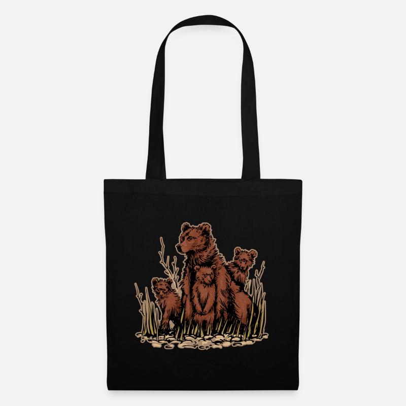 Braunbär Kopf Bär Motiv für Braunbären Team oder - Stoffbeutel - Schwarz