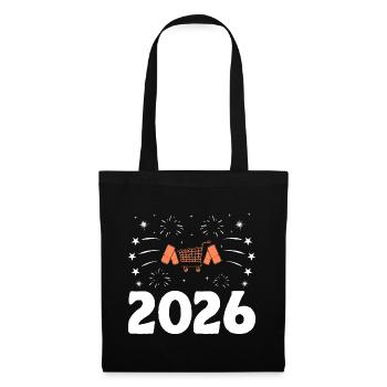 Frohes Neues Jahr 2026 Couponer Shopper Geld sparen - Stoffbeutel - Schwarz - Vorne