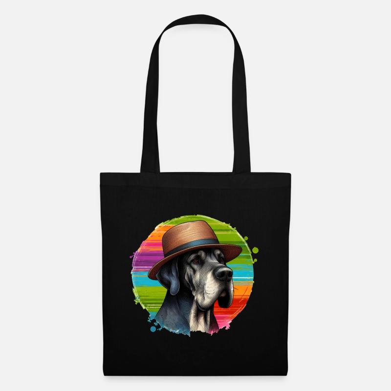 Great Dane Wearing a Hat - Tote Bag - black