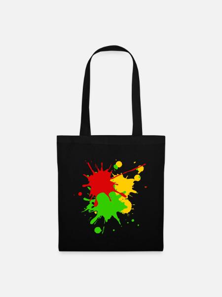 Reggae Farben Afrika Roots Flagge Farbspritzer - Stoffbeutel - Schwarz