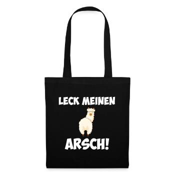 Leck Meinen Arsch Alpaka Lama Spruch Geschenk - Stoffbeutel - Schwarz - Vorne