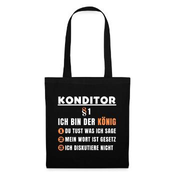 Cadeau de chef pâtissier - Je suis le roi - Sac en tissu - noir - Devant