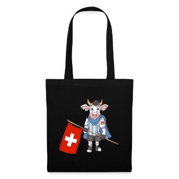 Schweiz Kuh / Schweizer Fans - Stoffbeutel - Schwarz - Vorne