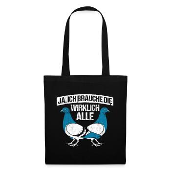 Taube Tauben Vogel - Stoffbeutel - Schwarz - Vorne