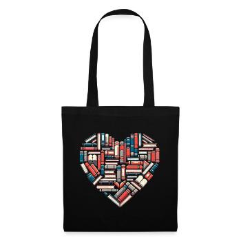 Heart Library Books Book Reading Bookworm - Tote Bag - black - Front