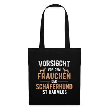 Vorsicht Vor Dem Frauchen Hundebesitzer - Stoffbeutel - Schwarz - Vorne