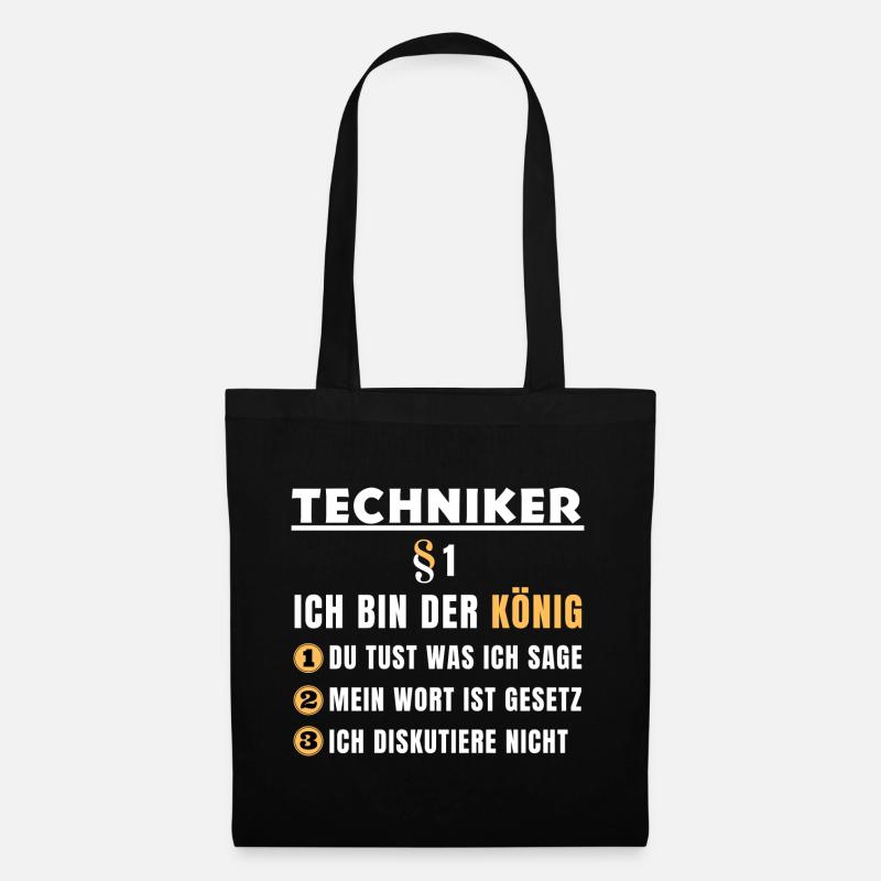 Techniker Geschenk - Ich bin der König - Stoffbeutel - Schwarz