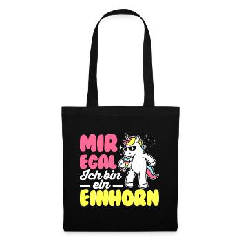 Mir Egal Ich Bin Ein Einhorn Regenbogen Süß Glitze - Stoffbeutel - Schwarz - Vorne