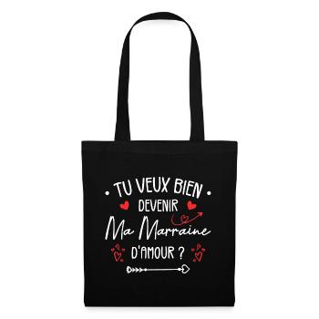 Tu Veux Bien Devenir Ma Marraine D'amour - Sac en tissu - noir - Devant