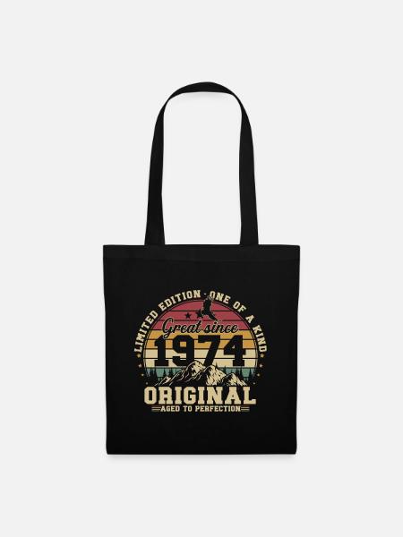 1974 Jahrgang geboren Geburtstag Geschenk - Stoffbeutel - Schwarz