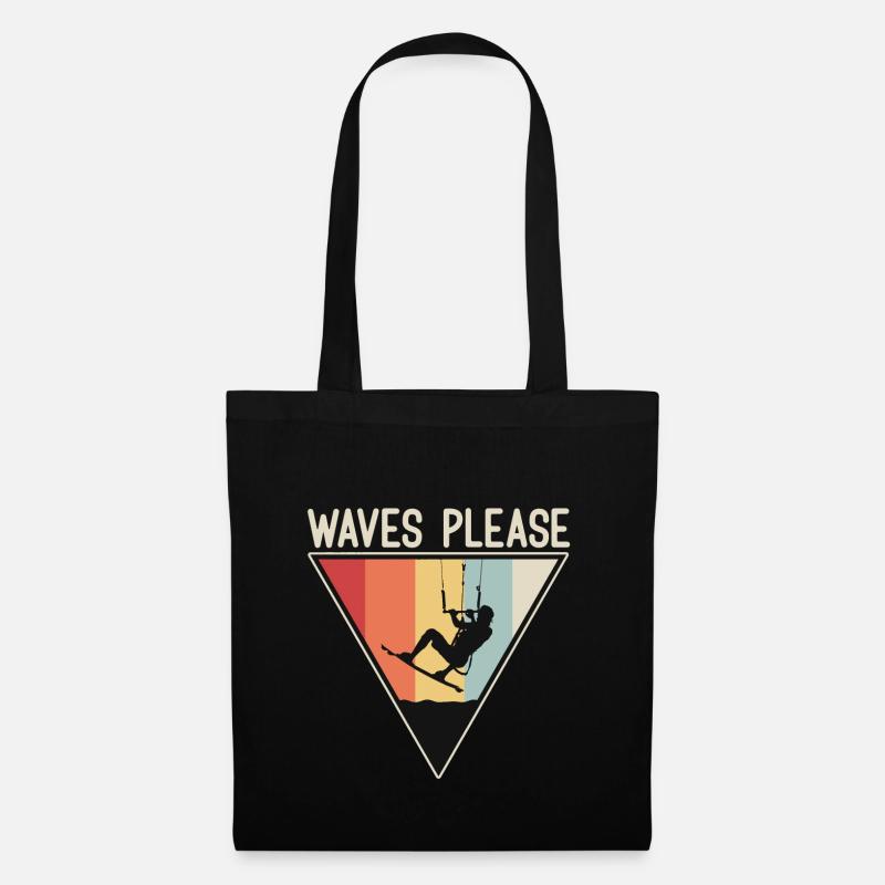 Kite Surfing Surfer Strand Geschenk Waves Please - Stoffbeutel - Schwarz