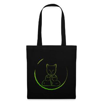 Buddha Cat - Circle Green Yellow - Motif Meditate - Tote Bag - black - Front