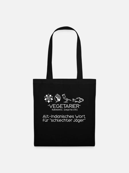 lustiger Vegetarier Spruch Indianisch - Stoffbeutel - Schwarz