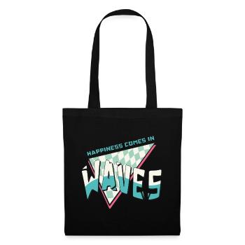 Le bonheur vient par vagues Summer Beach Retro Surf - Sac en tissu - noir - Devant