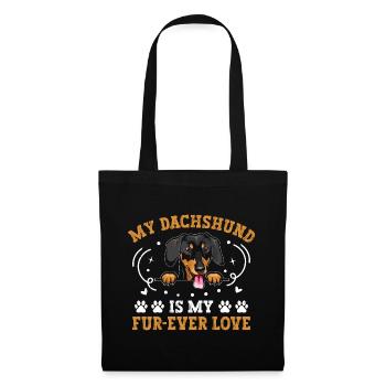 Mein Dackel ist mein Pelz-Ewige Liebe Hundebesitzer Hundeliebhaber - Stoffbeutel - Schwarz - Vorne