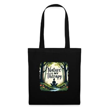 Nature is my Therapy - Meditation in the forest - Tote Bag - black - Front