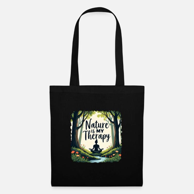 Nature is my Therapy - Meditation im Wald - Stoffbeutel - Schwarz