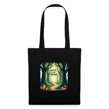 Nature is my Therapy - Meditation in the forest - Tote Bag - black - Front