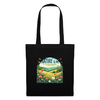 Nature is my Therapy - Flower Meadow - Tote Bag - black - Front
