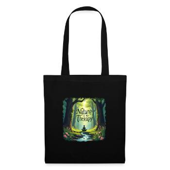 Nature is my Therapy - Meditation in the forest - Tote Bag - black - Front