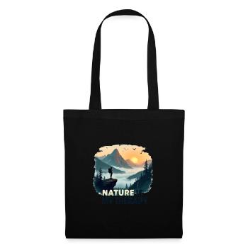 Nature is my Therapy - Hiking in the mountains - Tote Bag - black - Front