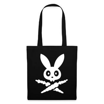 Skully lapin lapin Bunny crâne mort des os du - Sac en tissu - noir - Devant