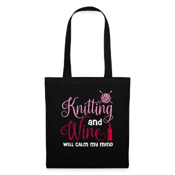 Knitting and Wine - Tote Bag - black - Front