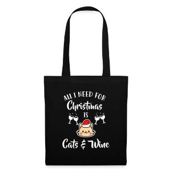 Cat Wine Christmas - Tote Bag - black - Front