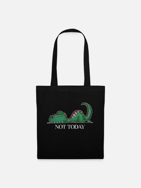 Dino TRex Dinosaurier Müde Kein Bock Faul Geschenk - Stoffbeutel - Schwarz