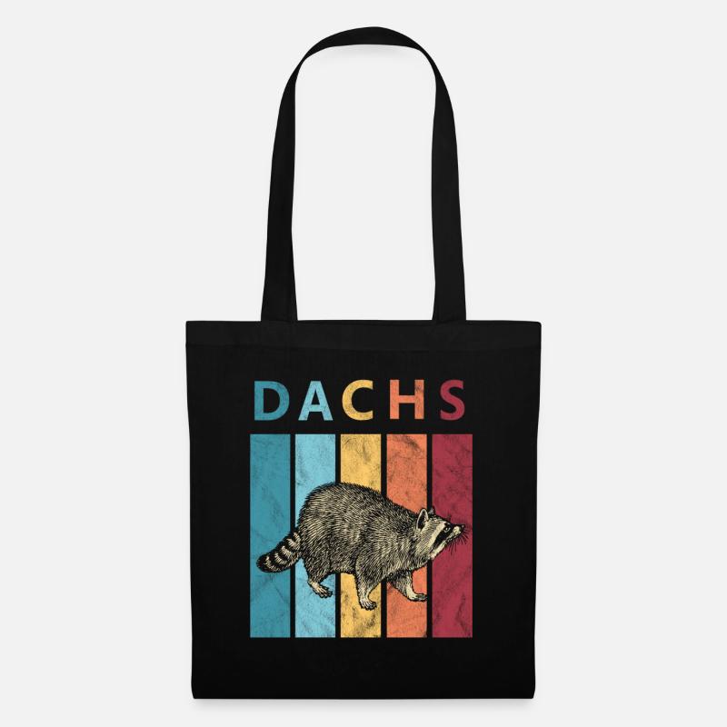 Dachs Retro - Stoffbeutel - Schwarz