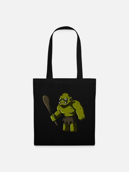 Troll mit Keule, geschenk fabelwesen riese monster - Stoffbeutel - Schwarz