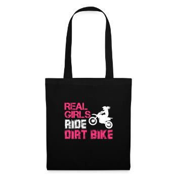 Motocross Dirt Bike MX Mädchen Frauen Geschenk - Stoffbeutel - Schwarz - Vorne