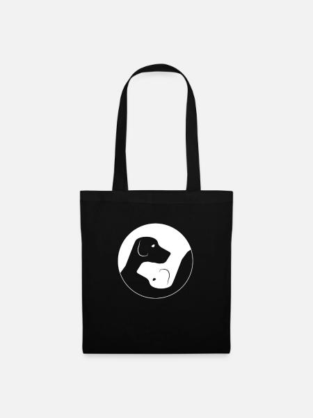 Yin Yang Dog Dog Black White Life Gift - Tote Bag - black