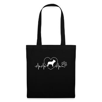 Heartbeat french bulldog heart sweet gift - Tote Bag - black - Front