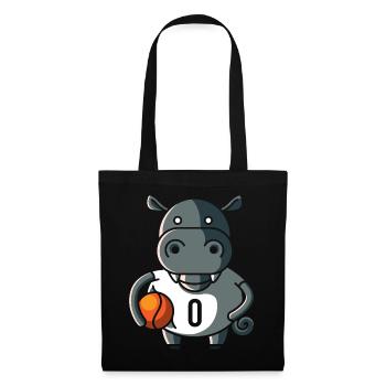 Nilpferd Basketball, geschenk ballsport slamdunk - Stoffbeutel - Schwarz - Vorne
