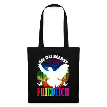 Frieden- Pace - Peace - Sei du selbst - friedlich - Stoffbeutel - Schwarz - Vorne