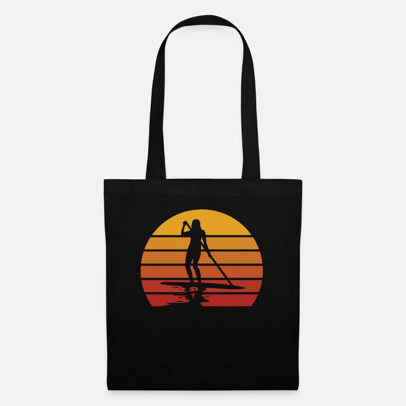 Stand Up Paddling Vintage SUP Paddeln Geschenk - Stoffbeutel - Schwarz