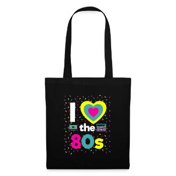 I Love the 80s Retro Mottoparty Neunziger 80er - Stoffbeutel - Schwarz - Vorne
