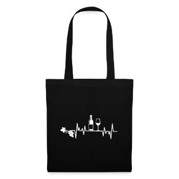 Grapevine Wine Bottle Wineglass Wine ECG Heartbeat - Tote Bag - black - Front