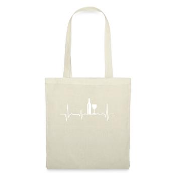 Weinflasche Weinglas Wein Herzschlag EKG Trinken - Sac en tissu - nature - Devant
