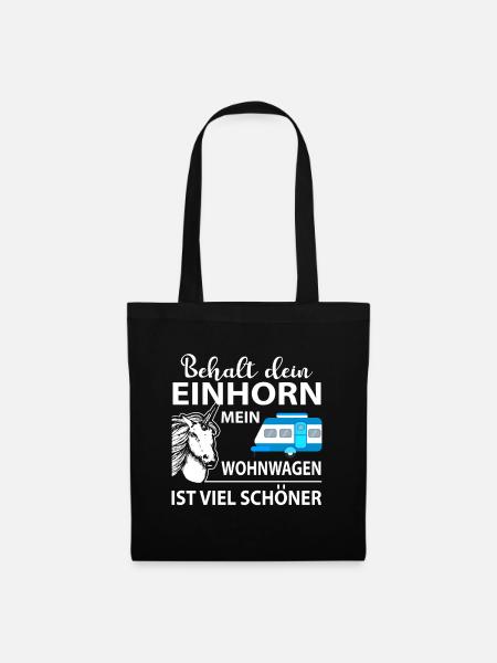 Einhorn Wohnwagen Schön Camping Hobby Spruch Spaß - Stoffbeutel - Schwarz